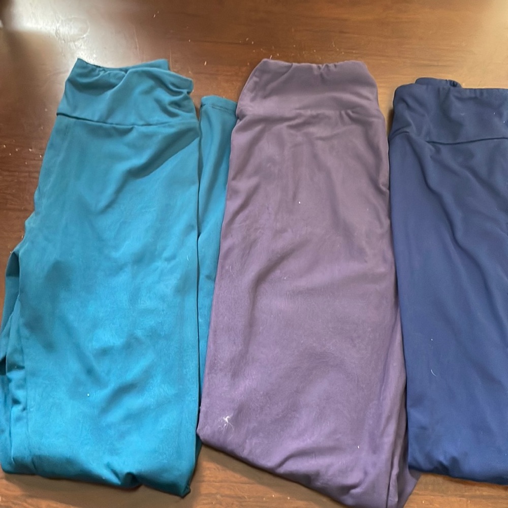 Lot of 5 pairs of lularoe tween solid color leggings navy/purple/grey/teal/black